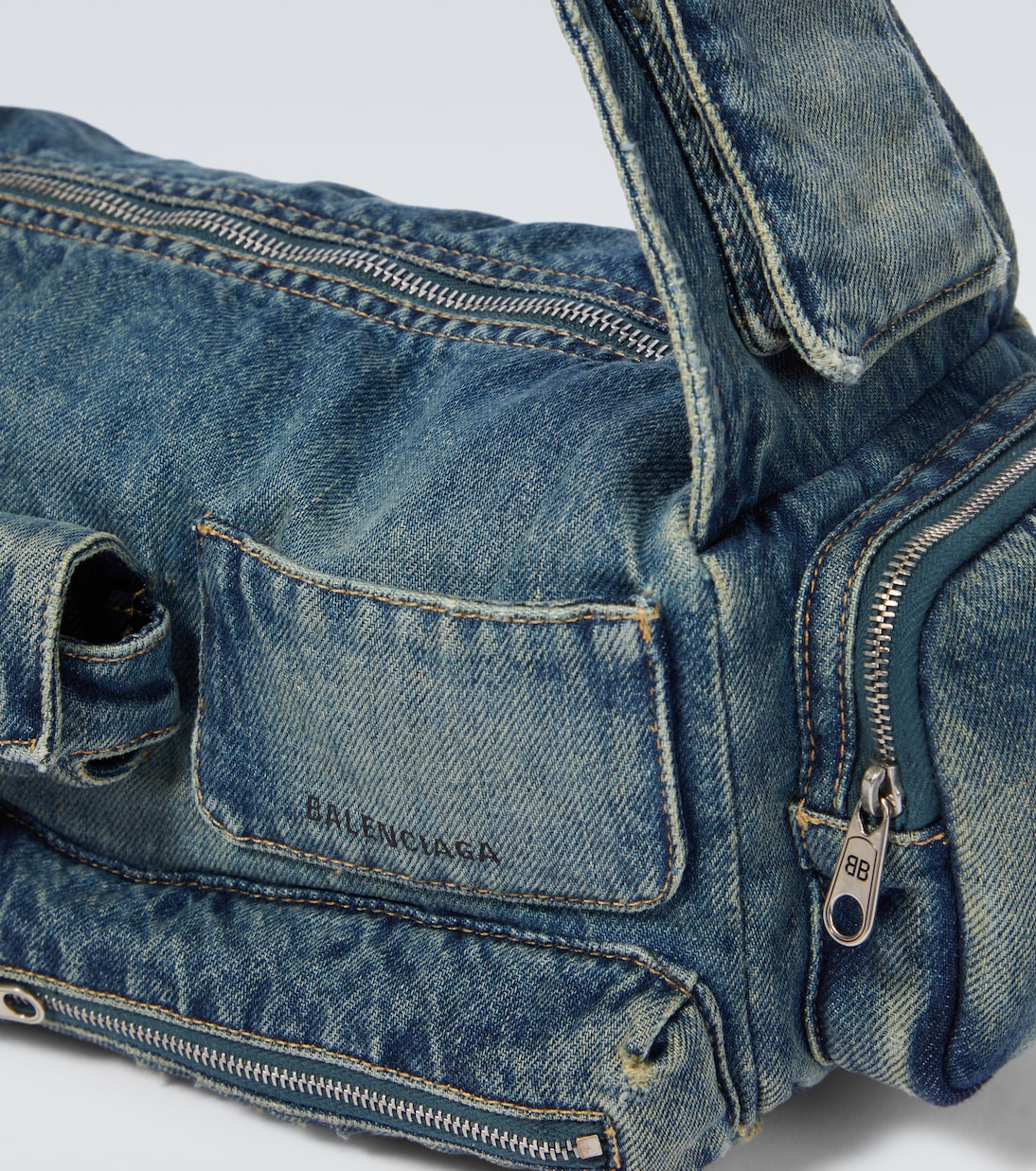 Superbusy Sling Small denim shoulder bag | Balenciaga