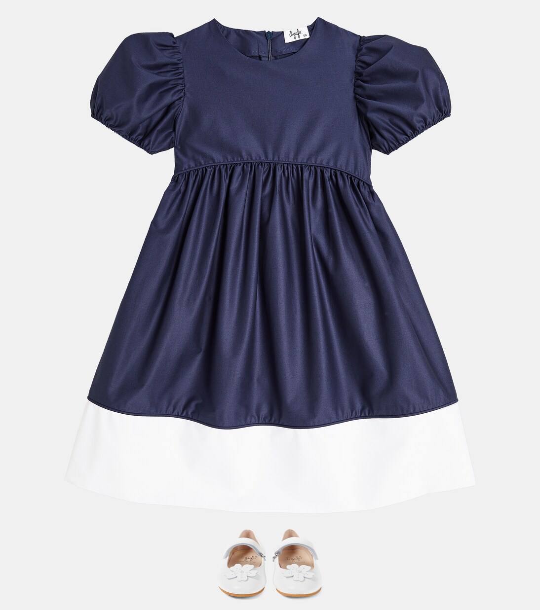 Puff-sleeve cotton-blend dress | Il Gufo