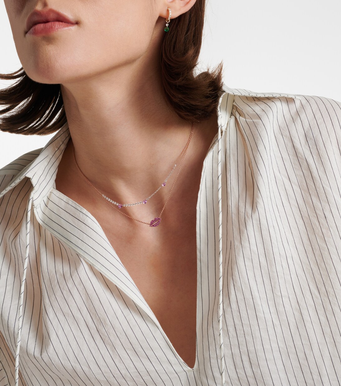 Collana Scarlett Kiss in oro rosa 14kt con zaffiri rosa | Roxanne First