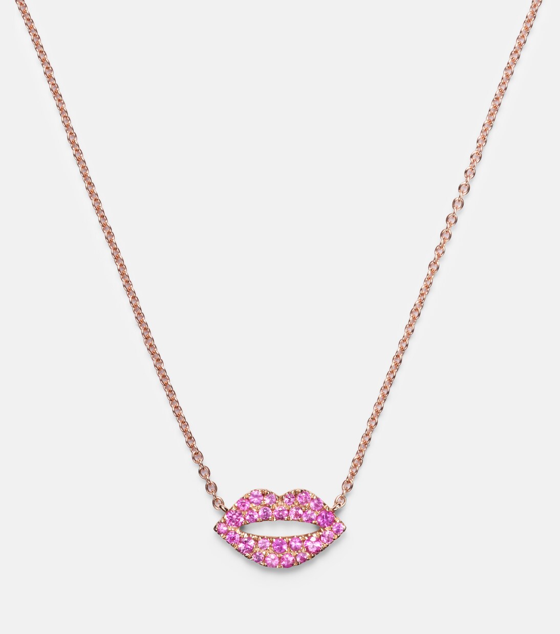 Collana Scarlett Kiss in oro rosa 14kt con zaffiri rosa | Roxanne First