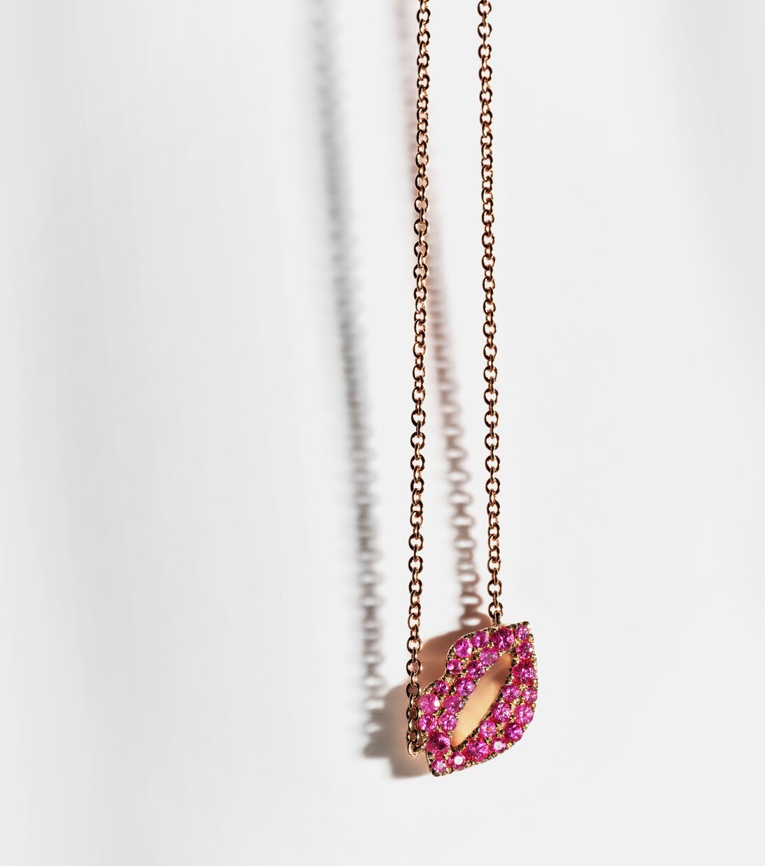 Collana Scarlett Kiss in oro rosa 14kt con zaffiri rosa | Roxanne First