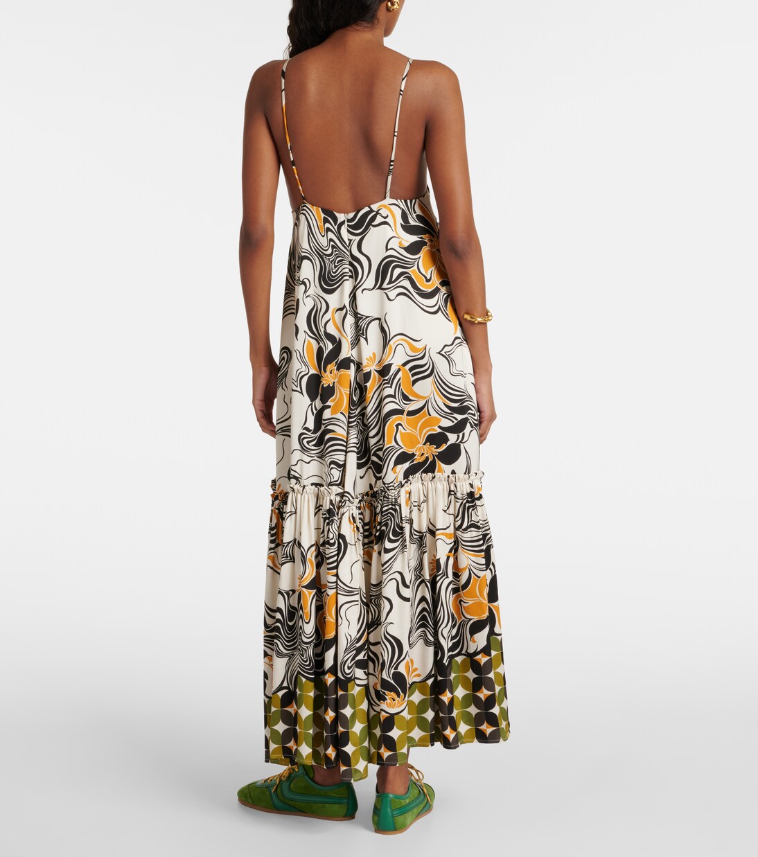 Robe longue imprimée en satin | Dries Van Noten