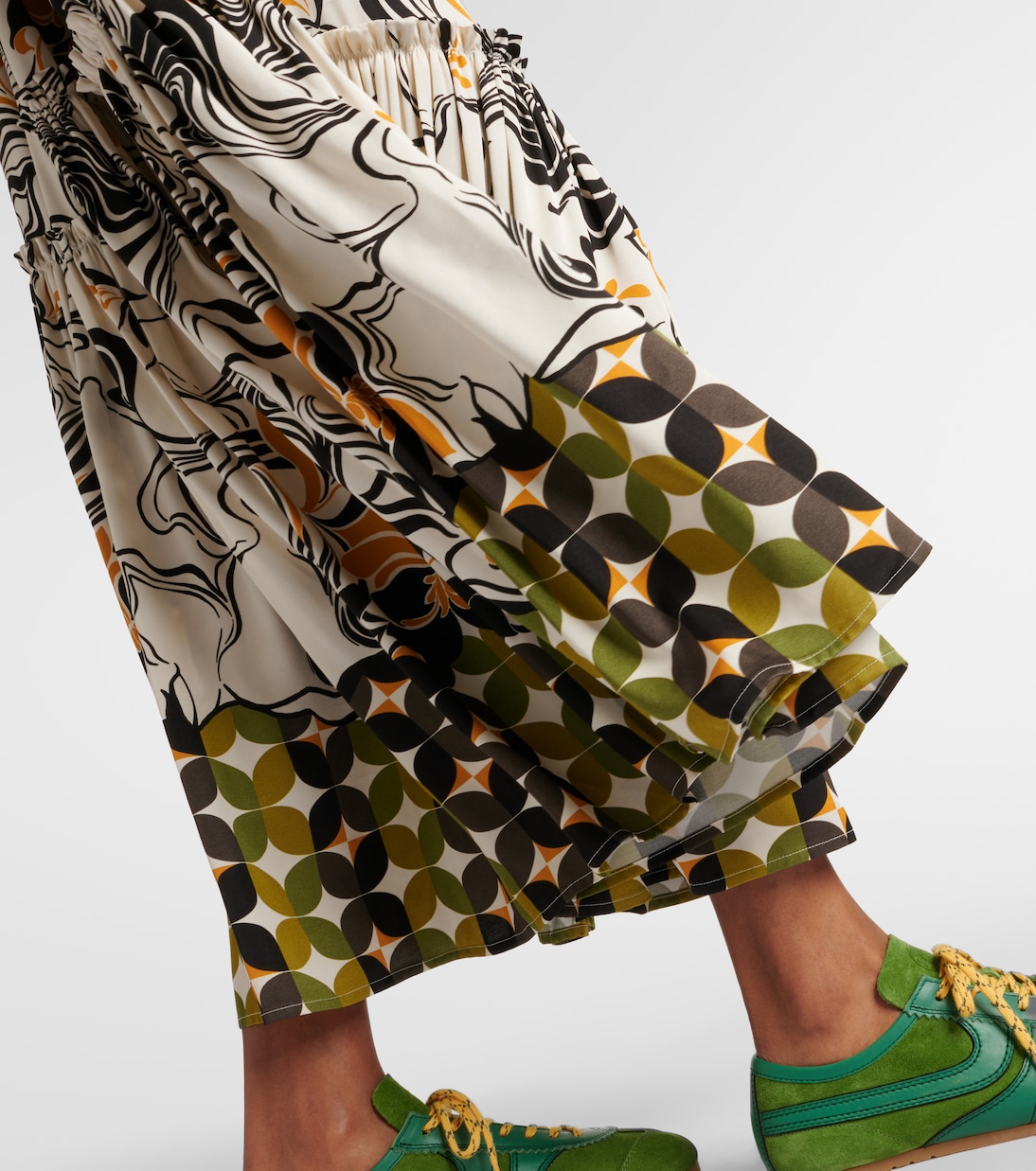 Robe longue imprimée en satin | Dries Van Noten