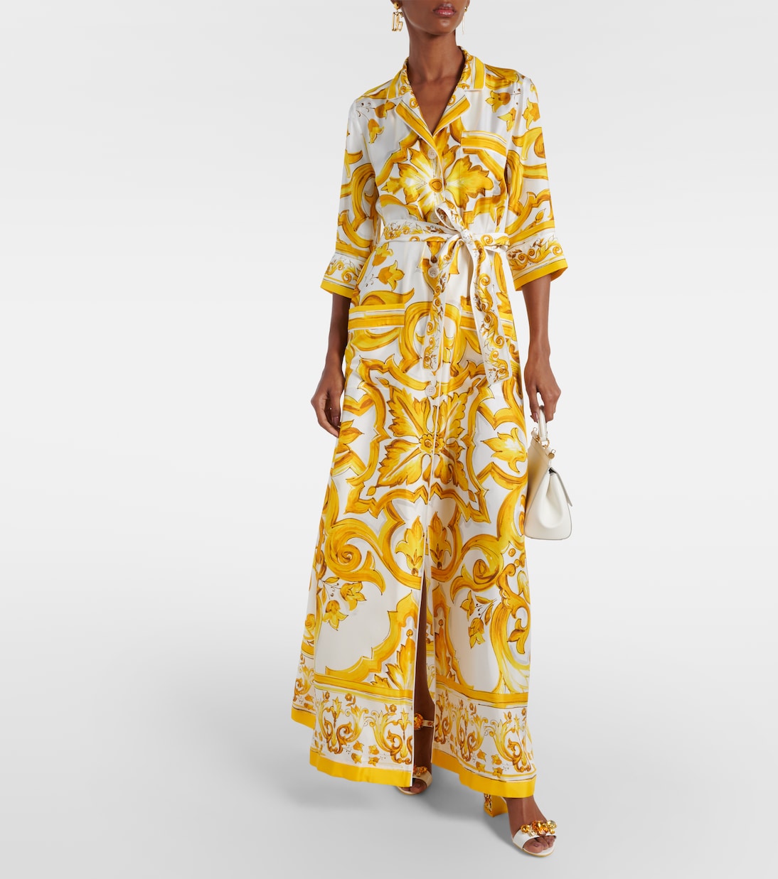 Robe longue Majolica en soie | Dolce&Gabbana