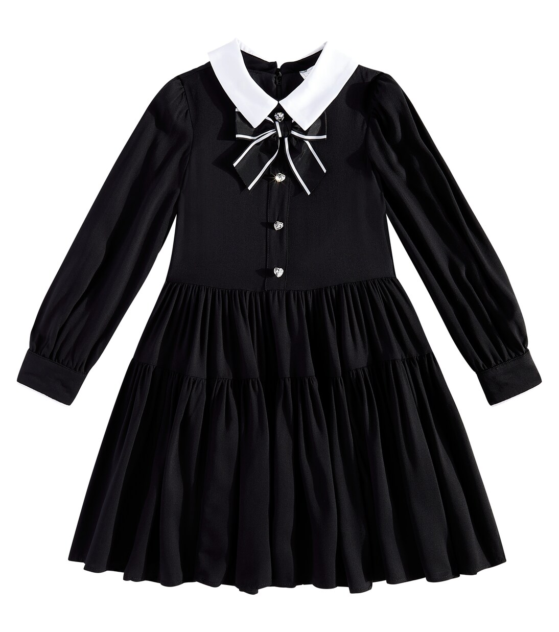 Twill bow-detail embellished dress | Monnalisa