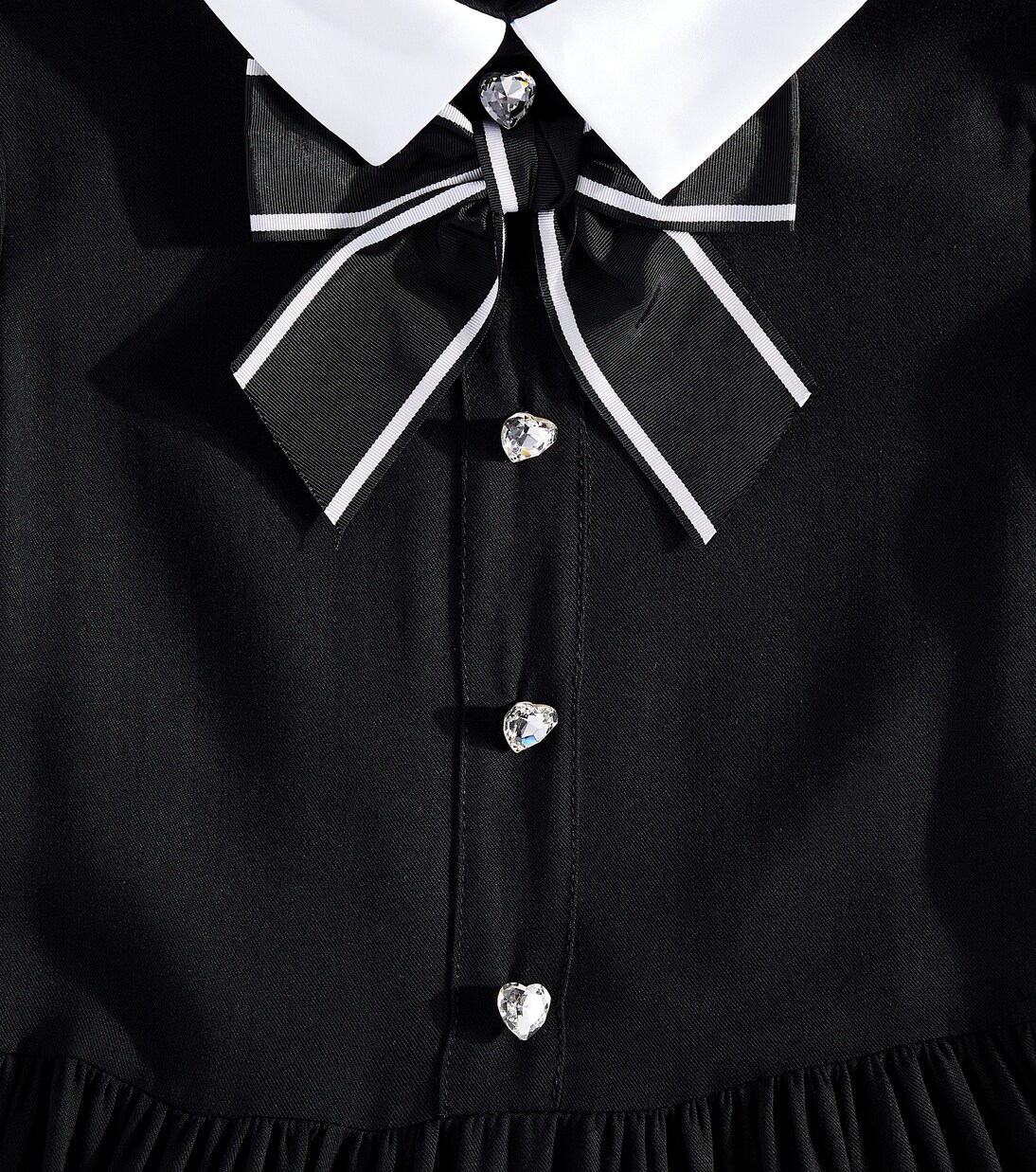 Twill bow-detail embellished dress | Monnalisa