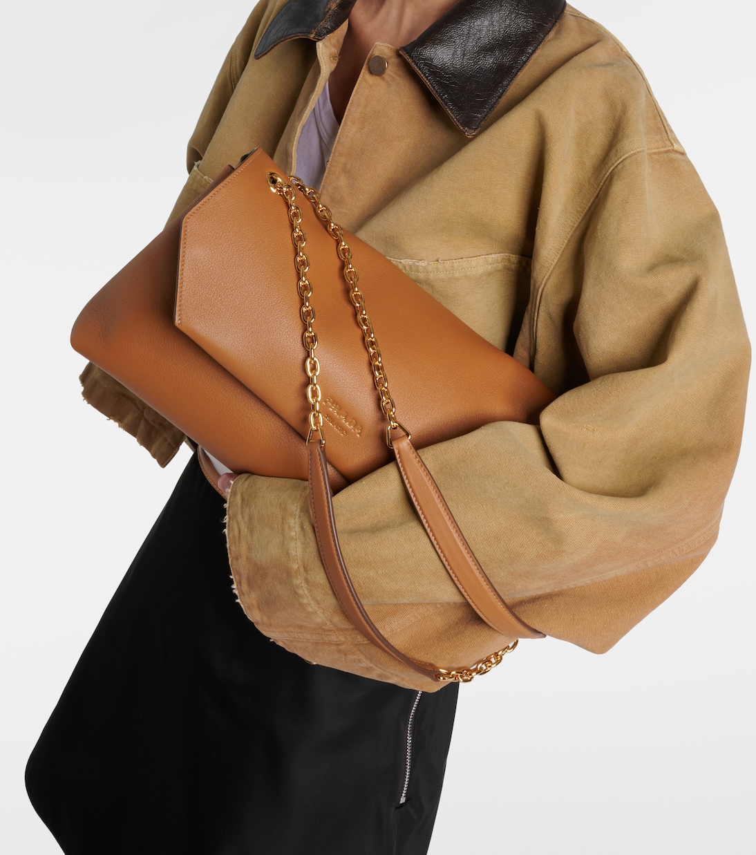 Medium leather shoulder bag | Prada