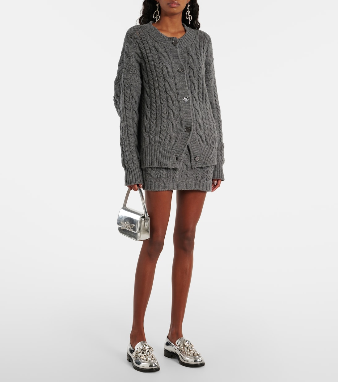 Loafers aus Metallic-Leder mit Kristallen | Mach & Mach