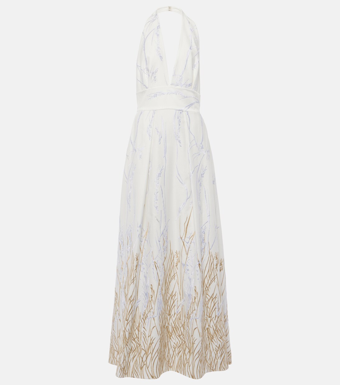 Robe longue brodée en coton mélangé | Elie Saab