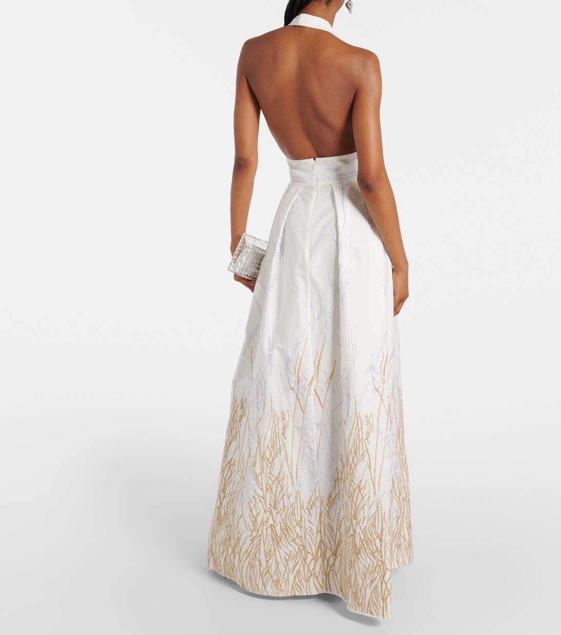 Robe longue brodée en coton mélangé | Elie Saab