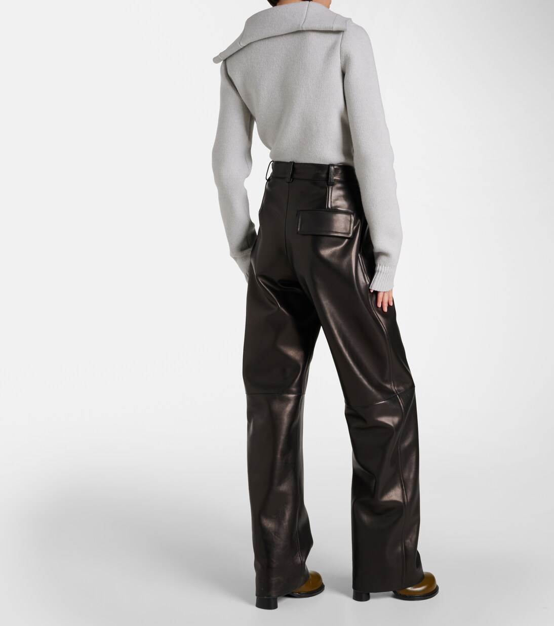 High-rise leather wide-leg pants | Bottega Veneta