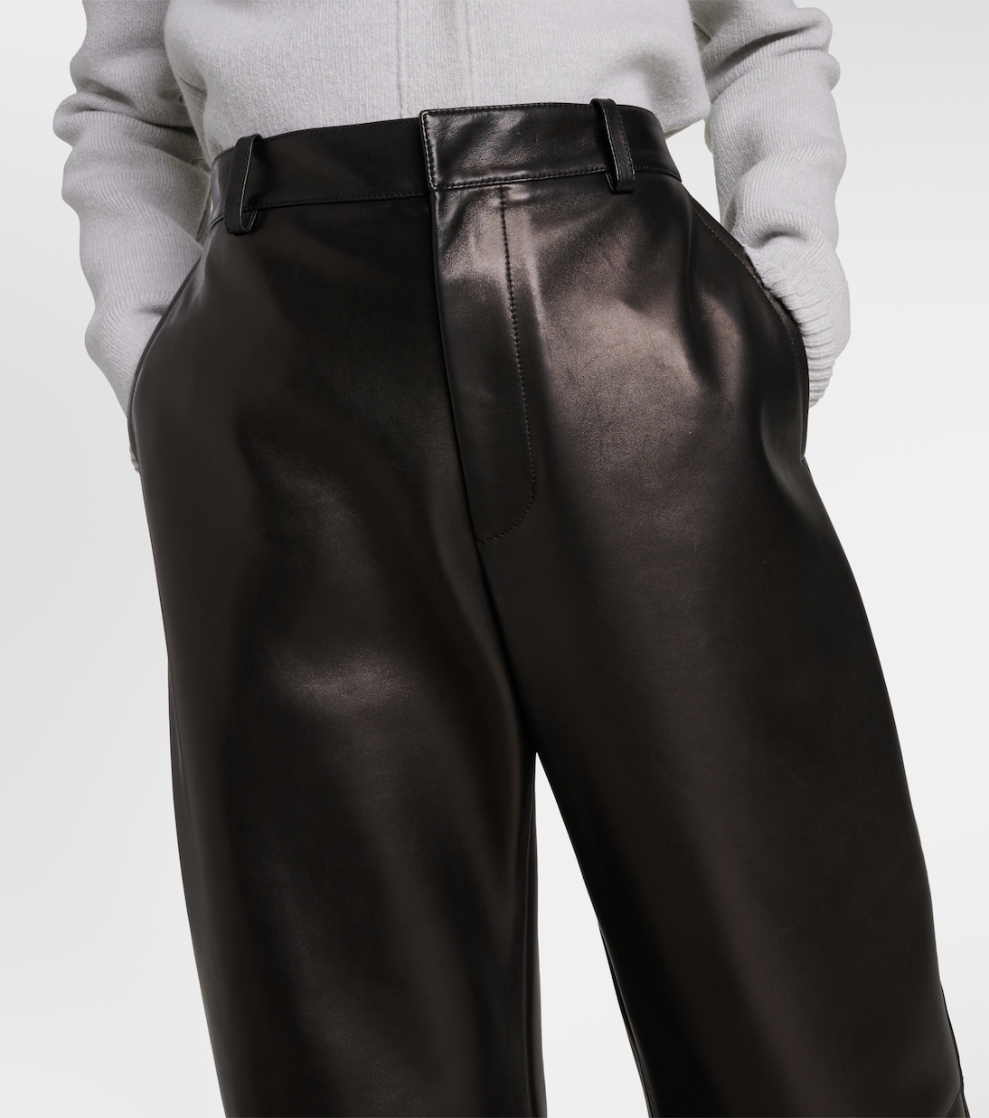 High-rise leather wide-leg pants | Bottega Veneta