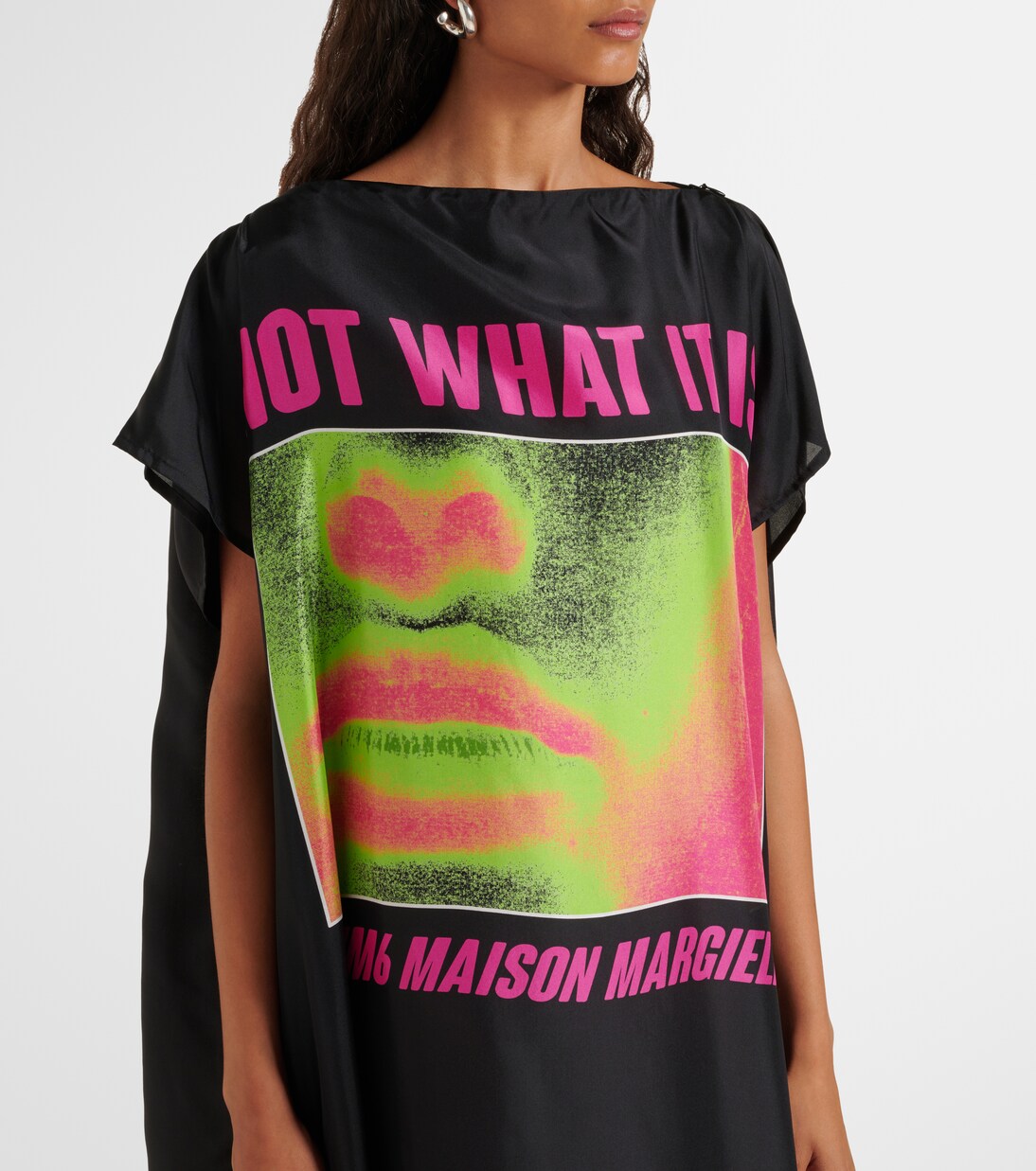 Robe longue imprimée en soie | MM6 Maison Margiela