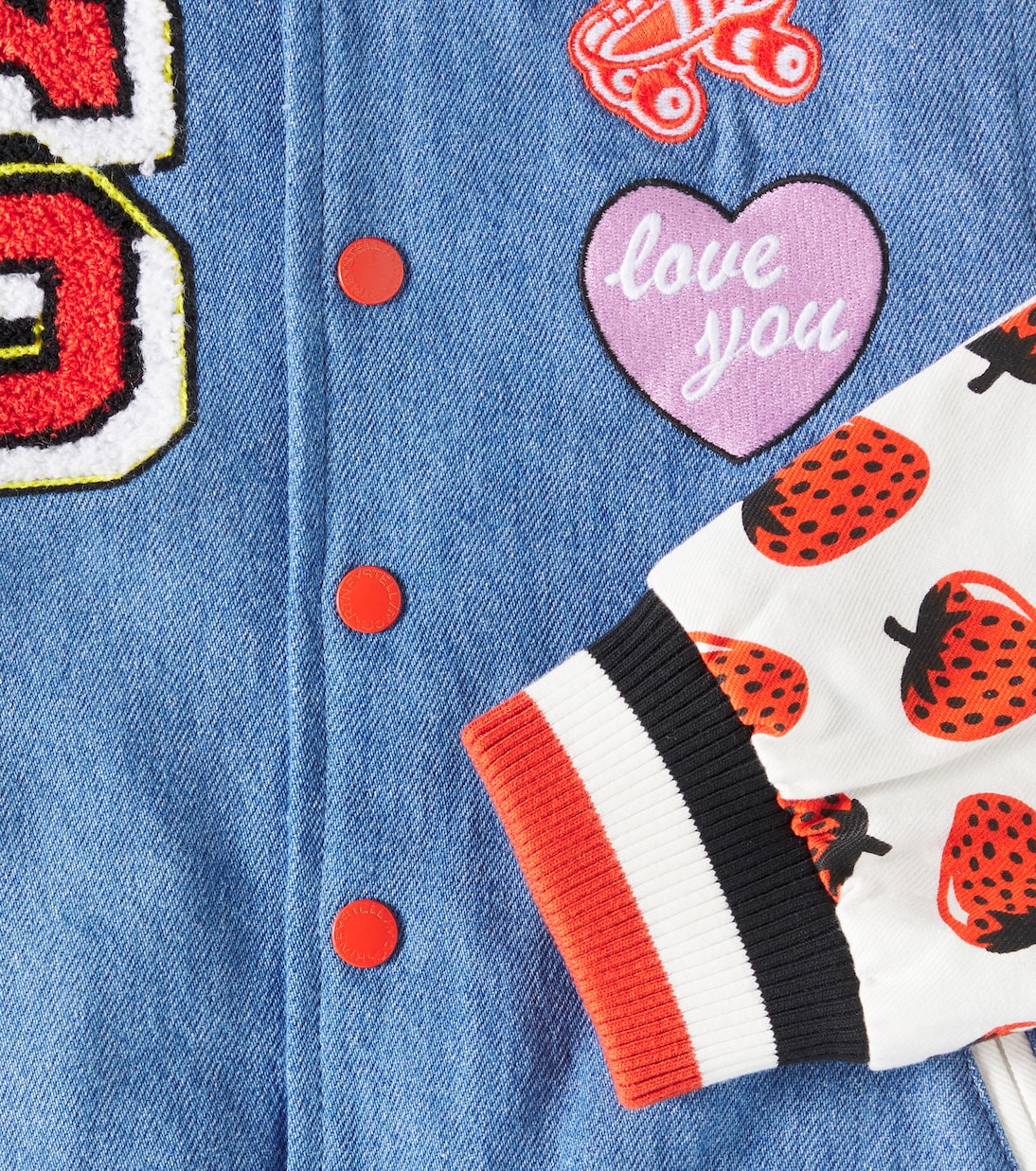 Logo patch-appliqué denim varsity jacket | Stella McCartney Kids