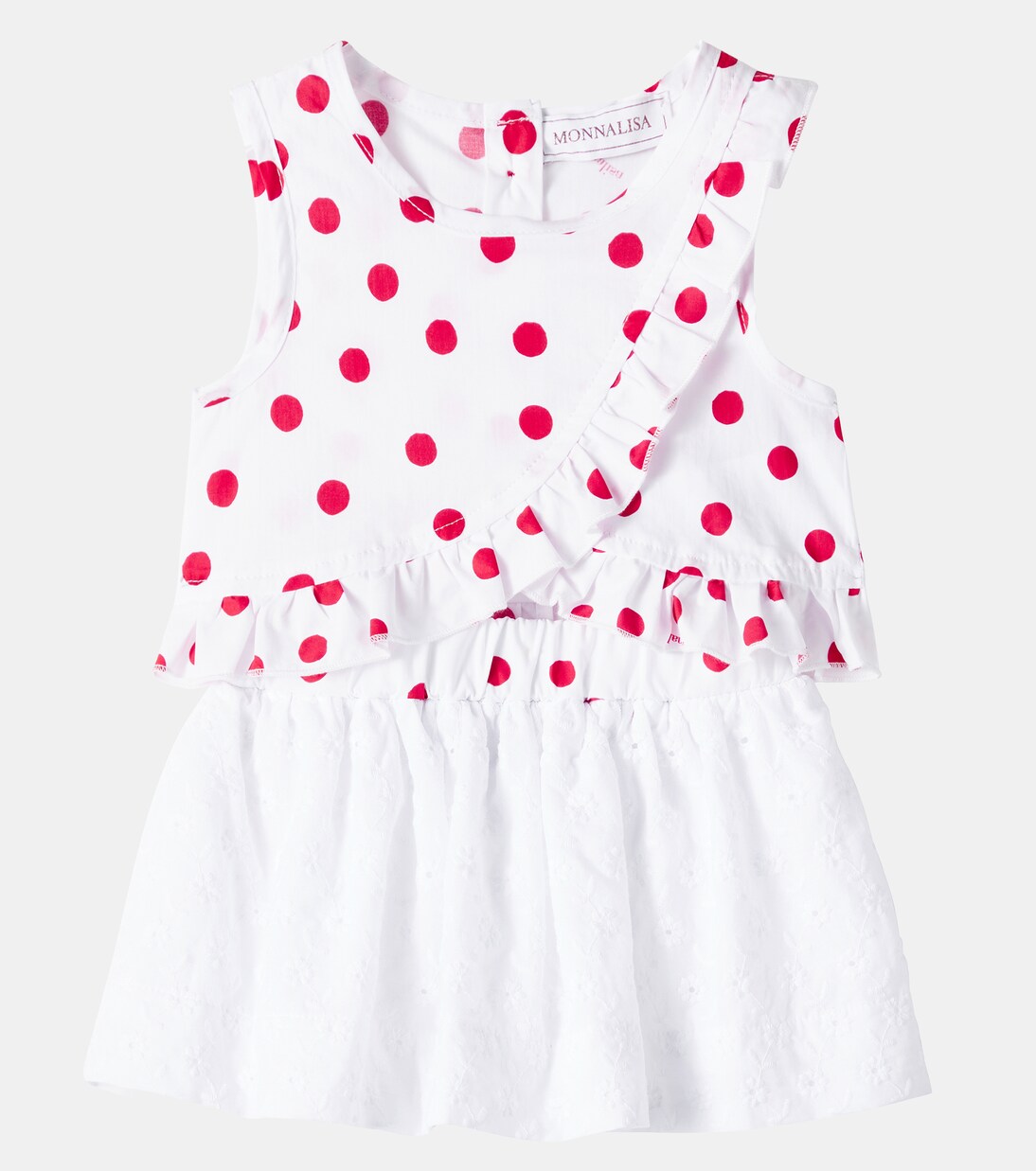 Polka-dot cotton top and skirt set | Monnalisa
