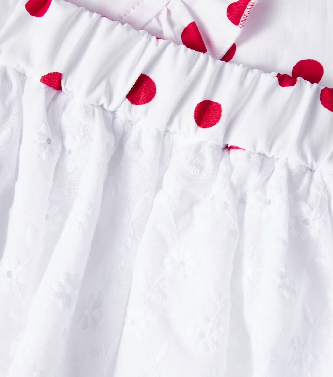 Polka-dot cotton top and skirt set | Monnalisa