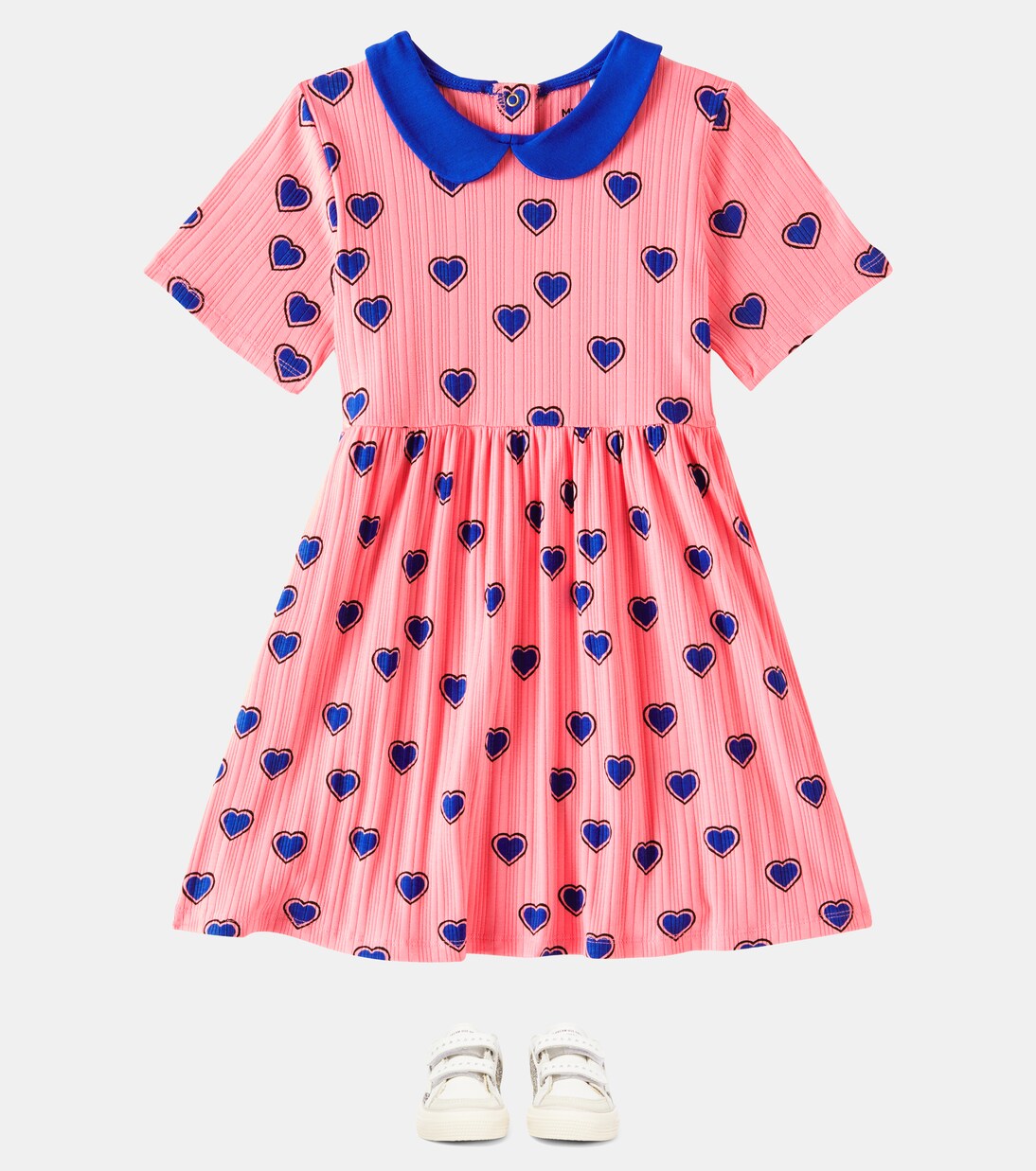 Outlined Hearts cotton-blend dress | Mini Rodini