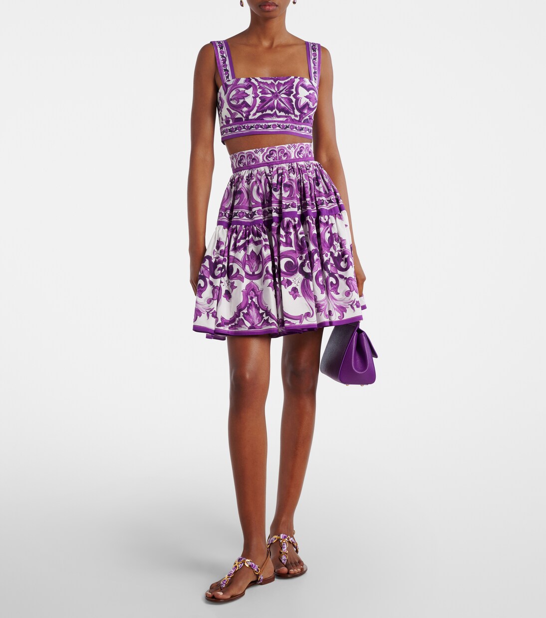 Majolica cotton poplin miniskirt | Dolce&Gabbana