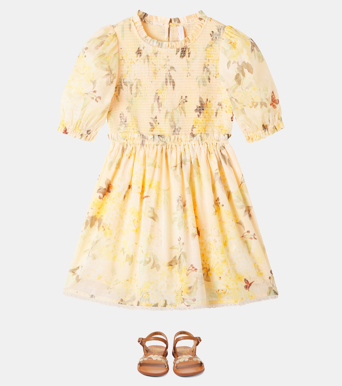 Abito Cascadian in cotone con stampa floreale | Zimmermann Kids