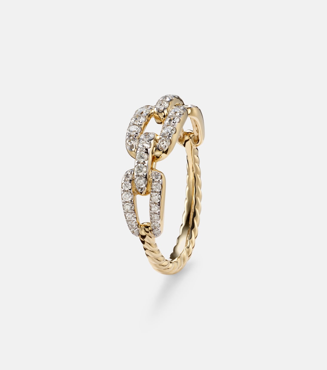 Stax Chain Link 18kt gold ring with diamonds | David Yurman