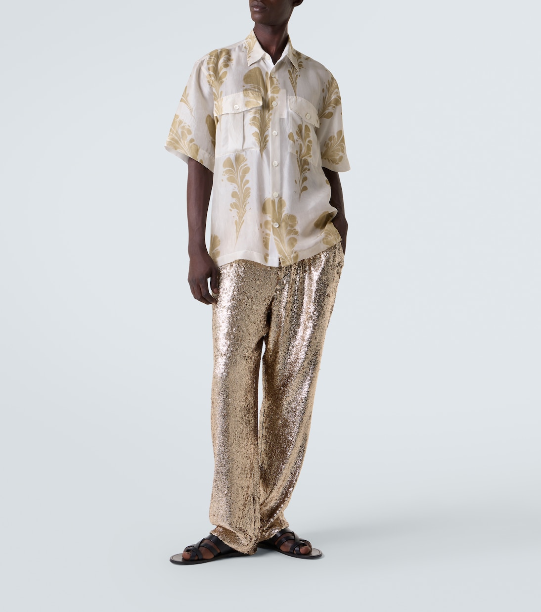 Pantaloni regular con paillettes | Dries Van Noten