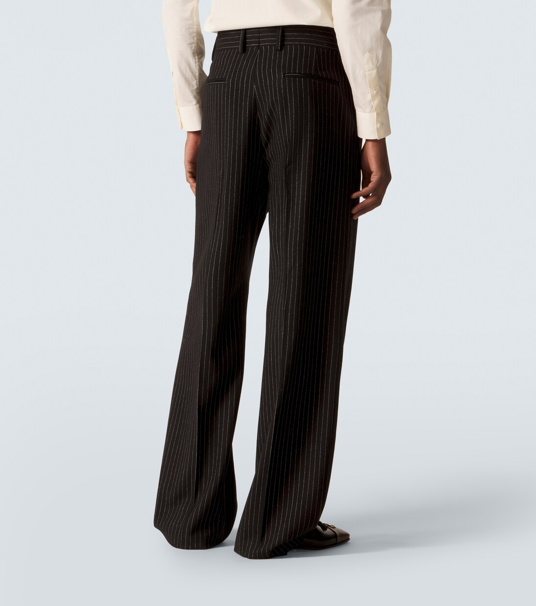 Pinstripe wool and silk straight pants | Valentino