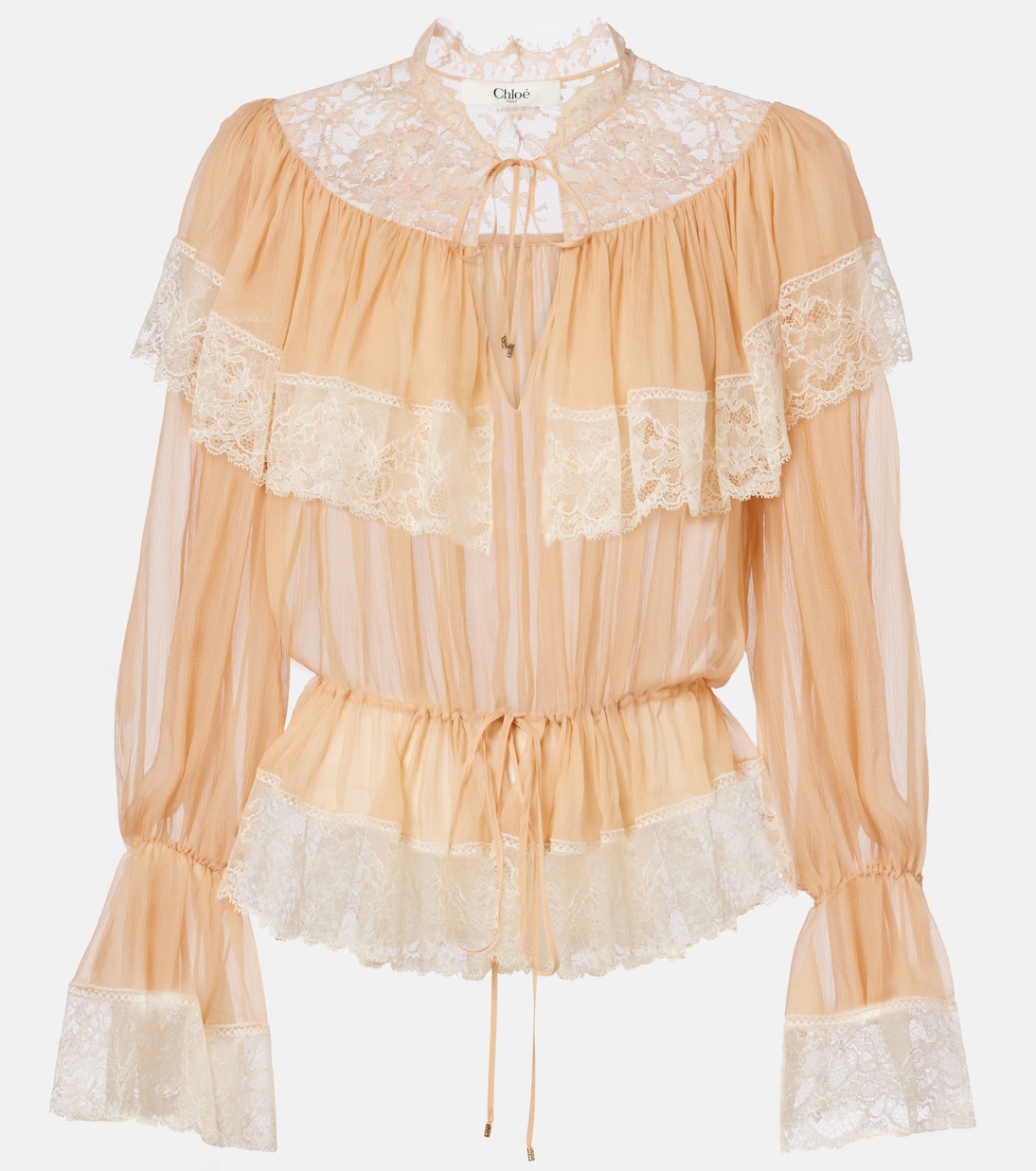 Lace-trimmed silk blouse | Chloé