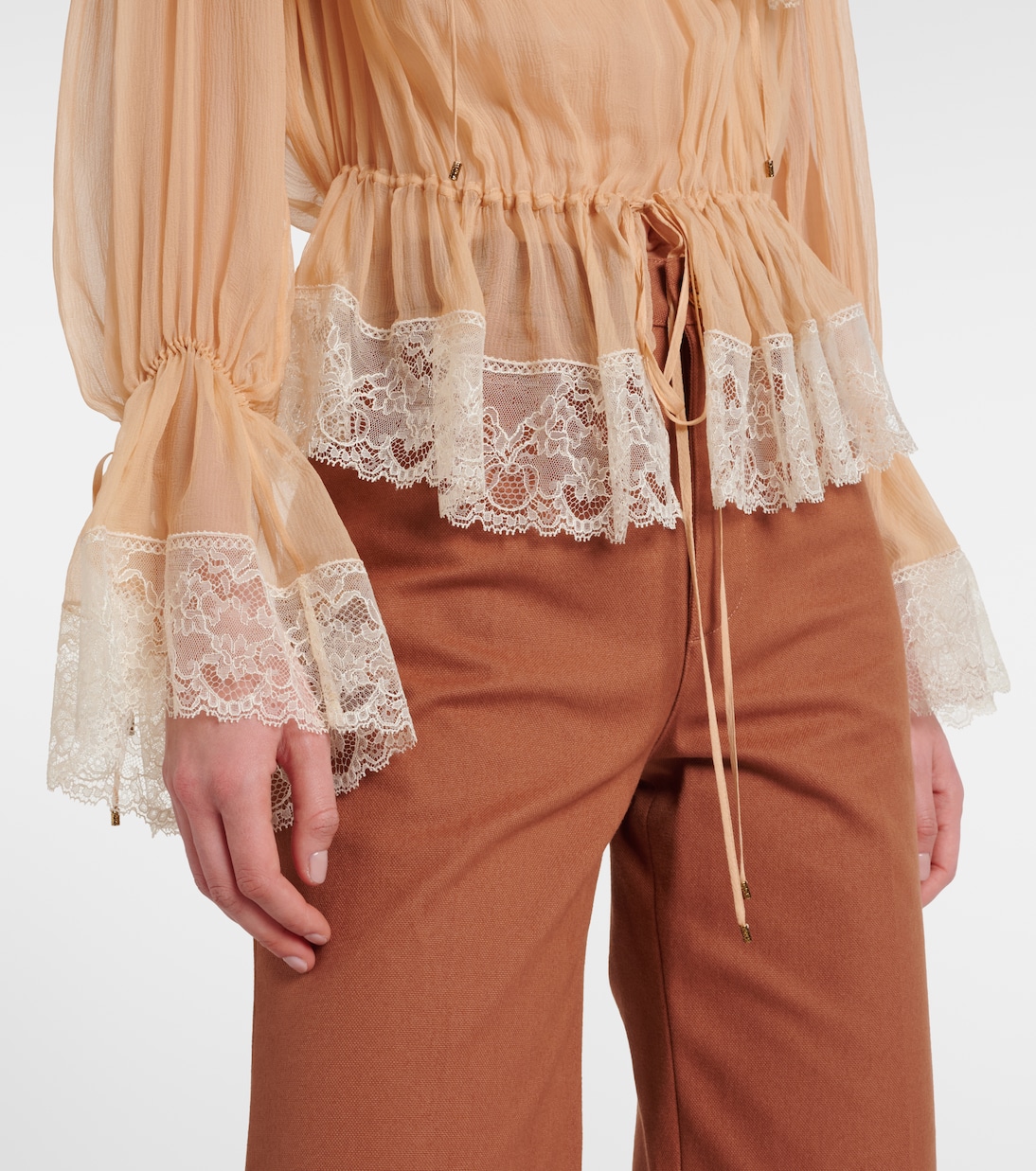 Lace-trimmed silk blouse | Chloé