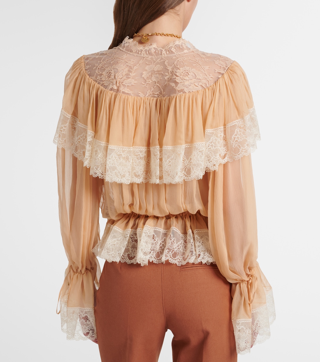 Lace-trimmed silk blouse | Chloé