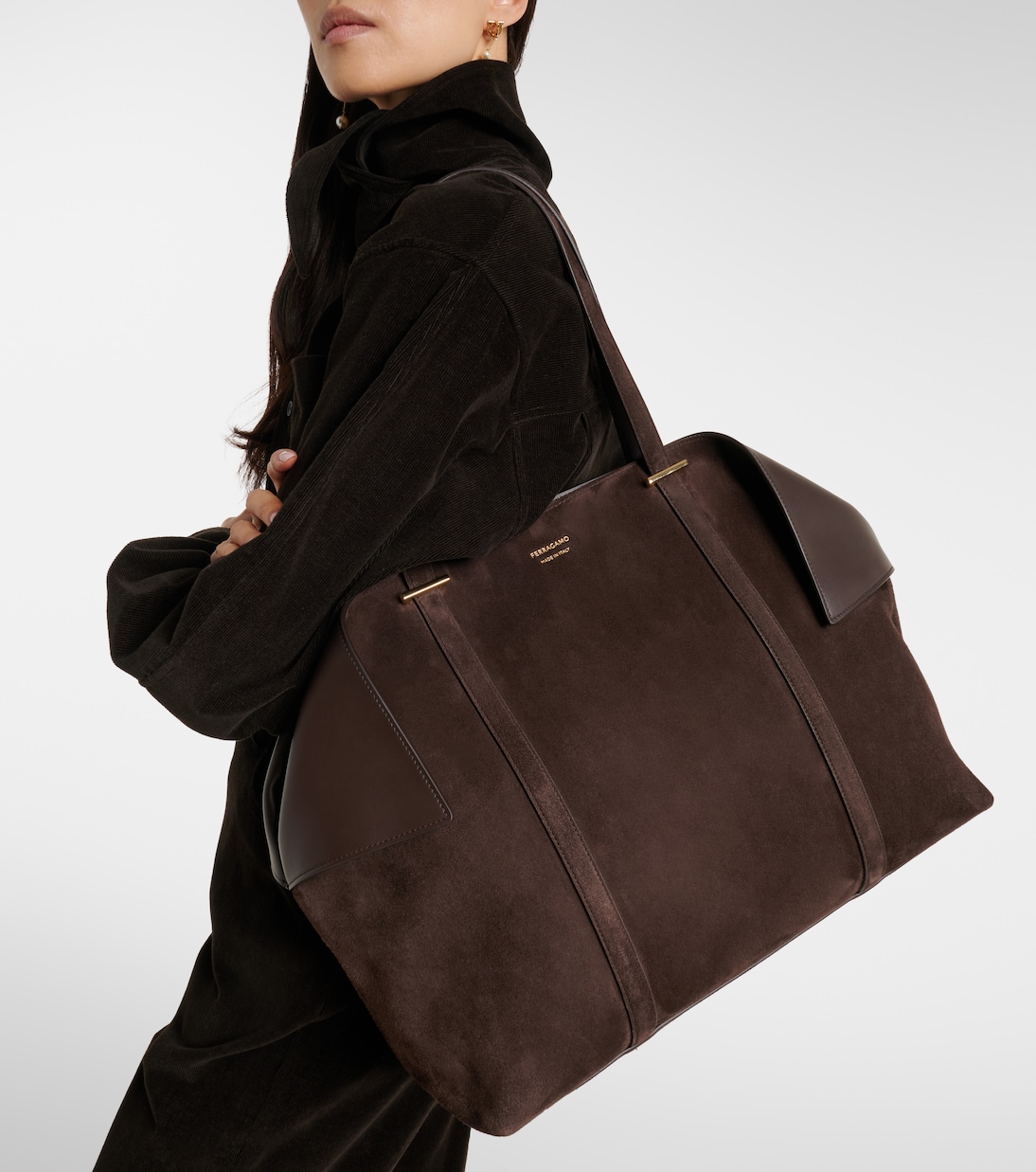 Scarf Large suede tote bag | Ferragamo