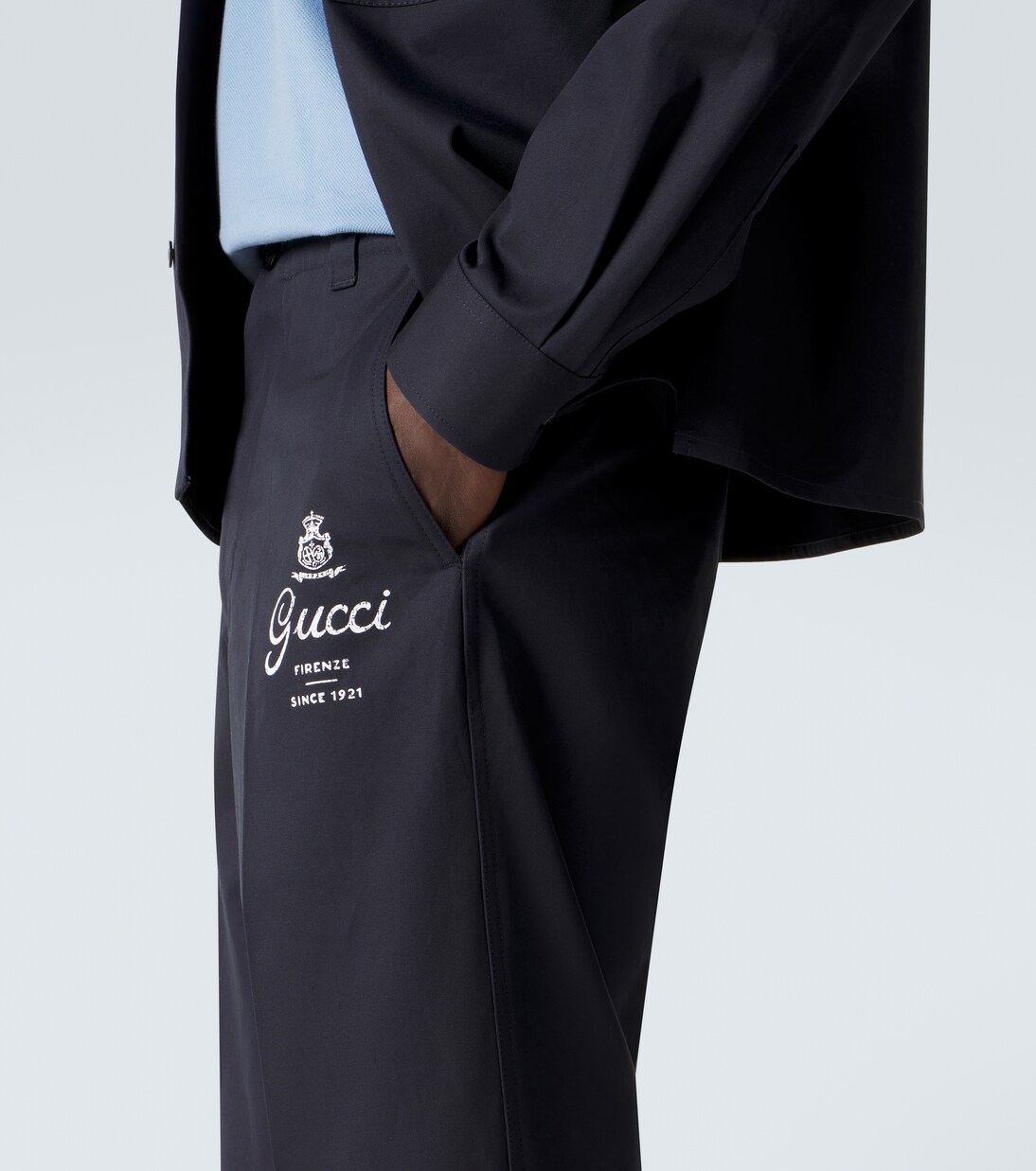 Printed cotton twill straight pants | Gucci