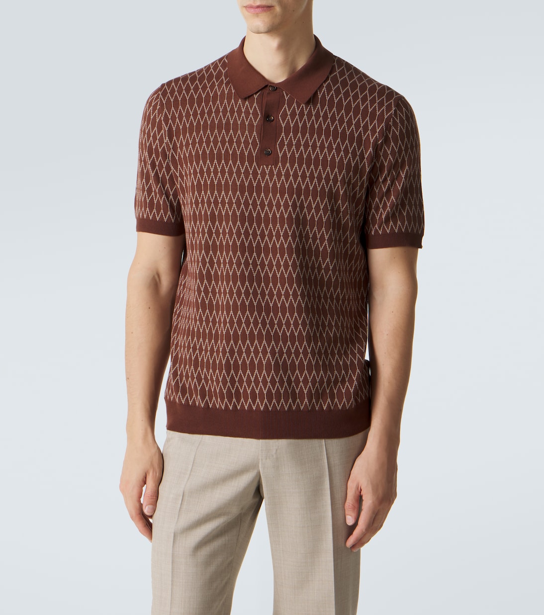 Cotton jacquard polo shirt | Slowear