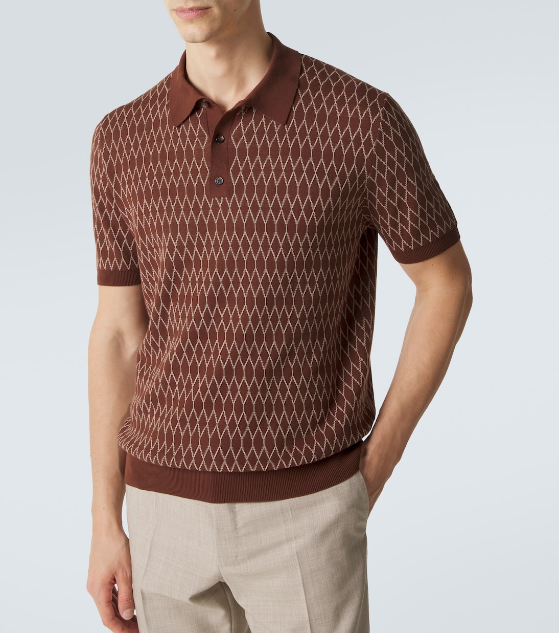 Cotton jacquard polo shirt | Slowear