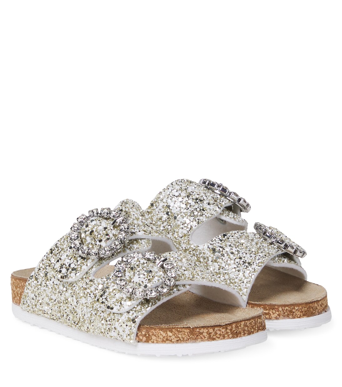 Crystal-embellished glitter sandals  | Monnalisa