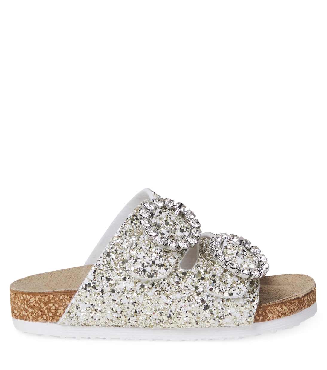 Crystal-embellished glitter sandals  | Monnalisa