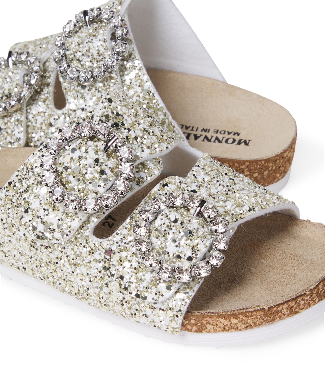Crystal-embellished glitter sandals  | Monnalisa