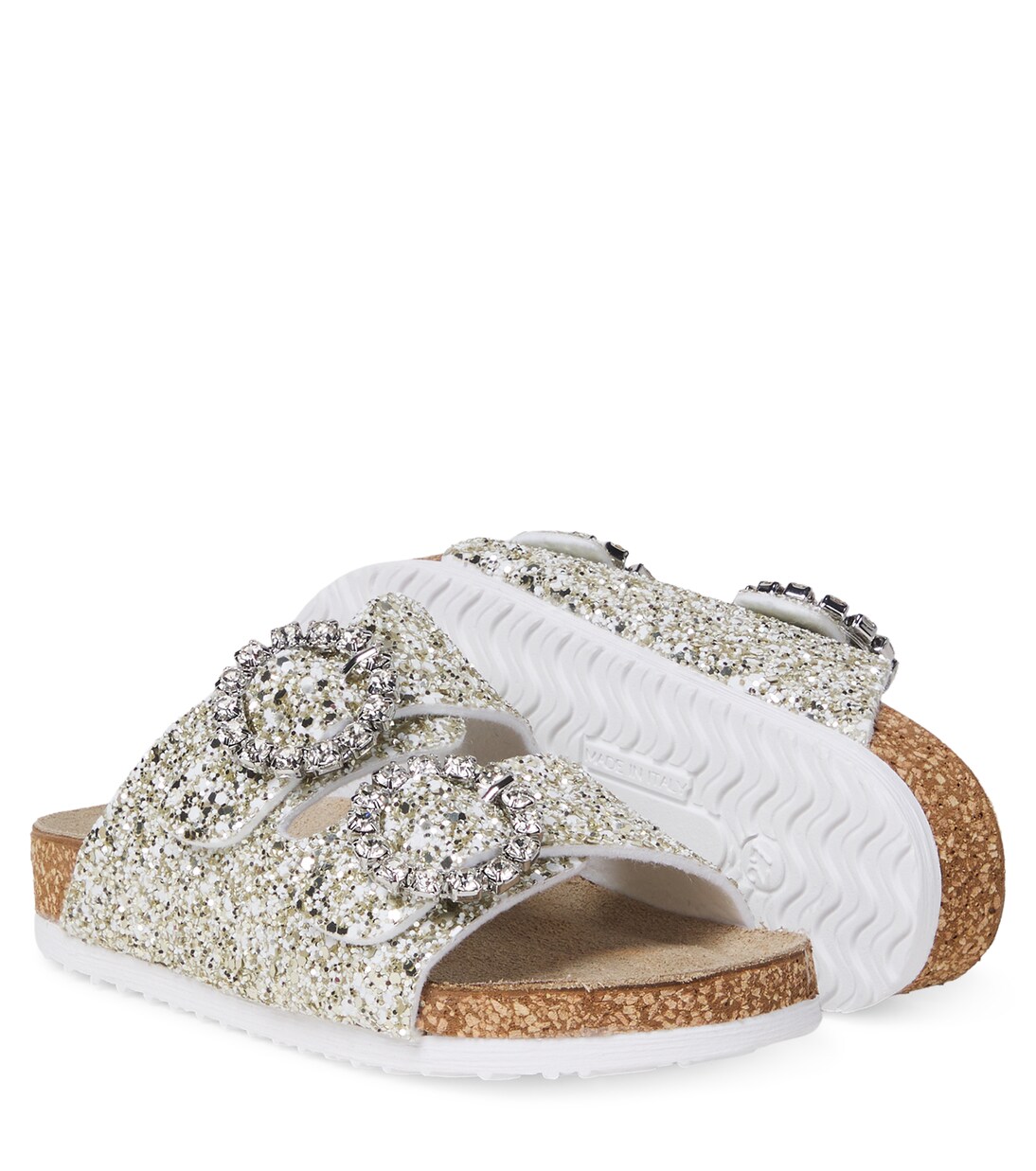 Crystal-embellished glitter sandals  | Monnalisa