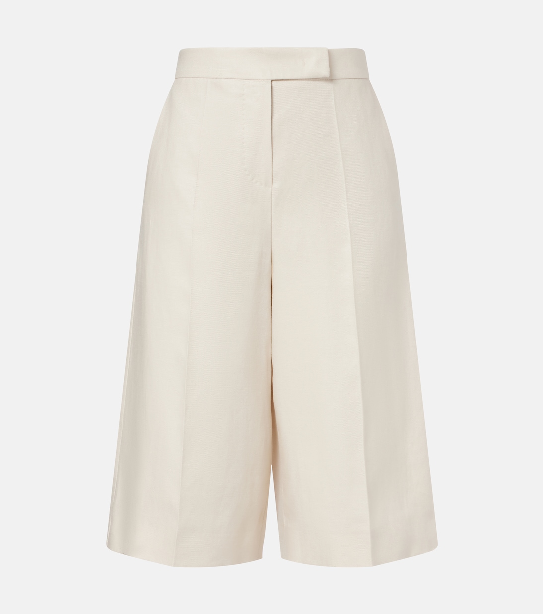 Kaki linen wide-leg Bermuda shorts | Max Mara