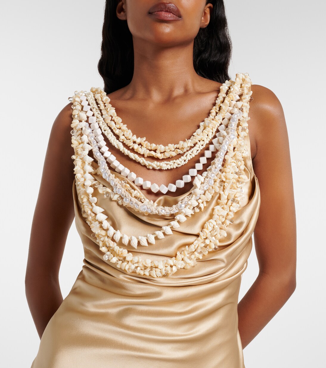 Verziertes Slipdress aus Seidensatin | Balmain