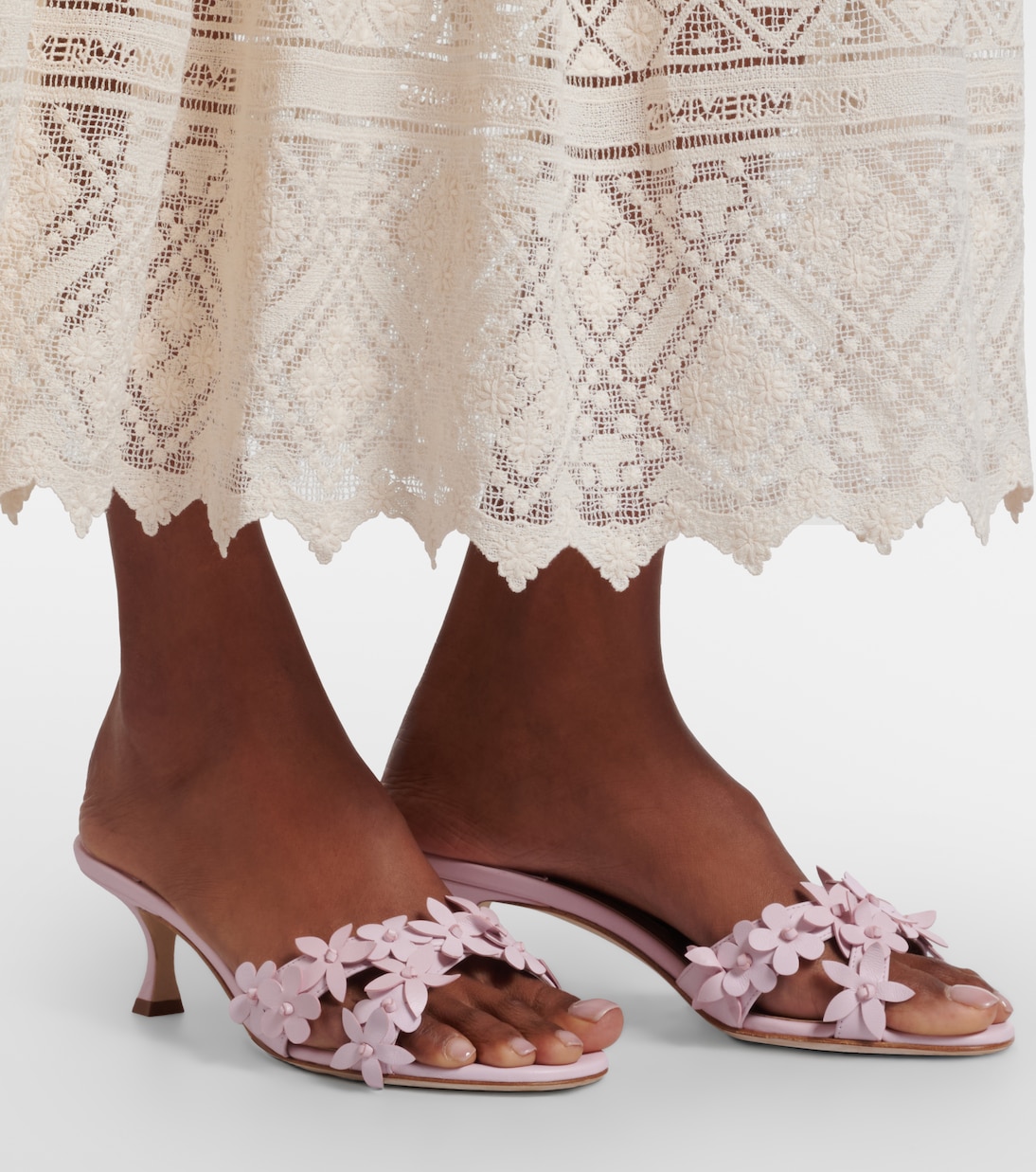 Anista floral-appliqué leather mules | Manolo Blahnik