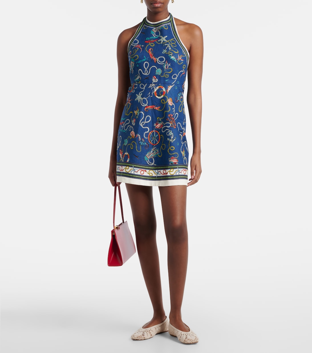 Bedrucktes Minikleid Cove aus Leinen | Alémais