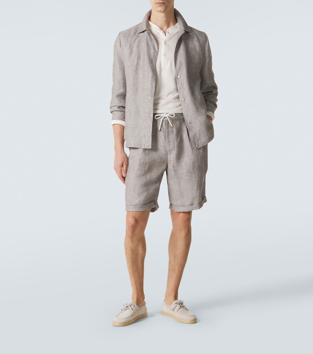 Top in lino e cotone con bottoni | Brunello Cucinelli