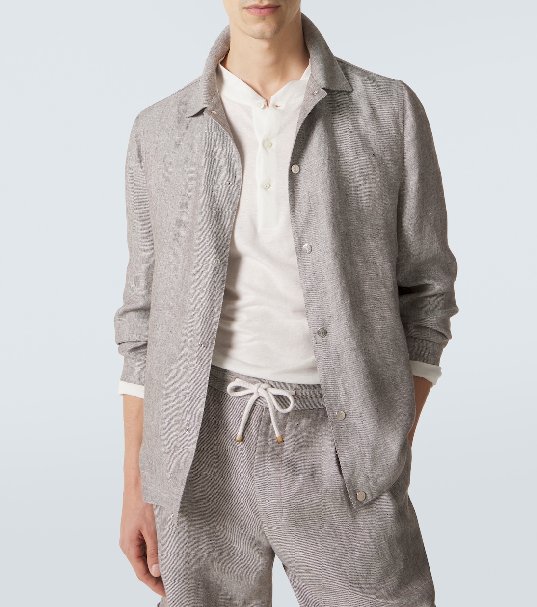 Top in lino e cotone con bottoni | Brunello Cucinelli