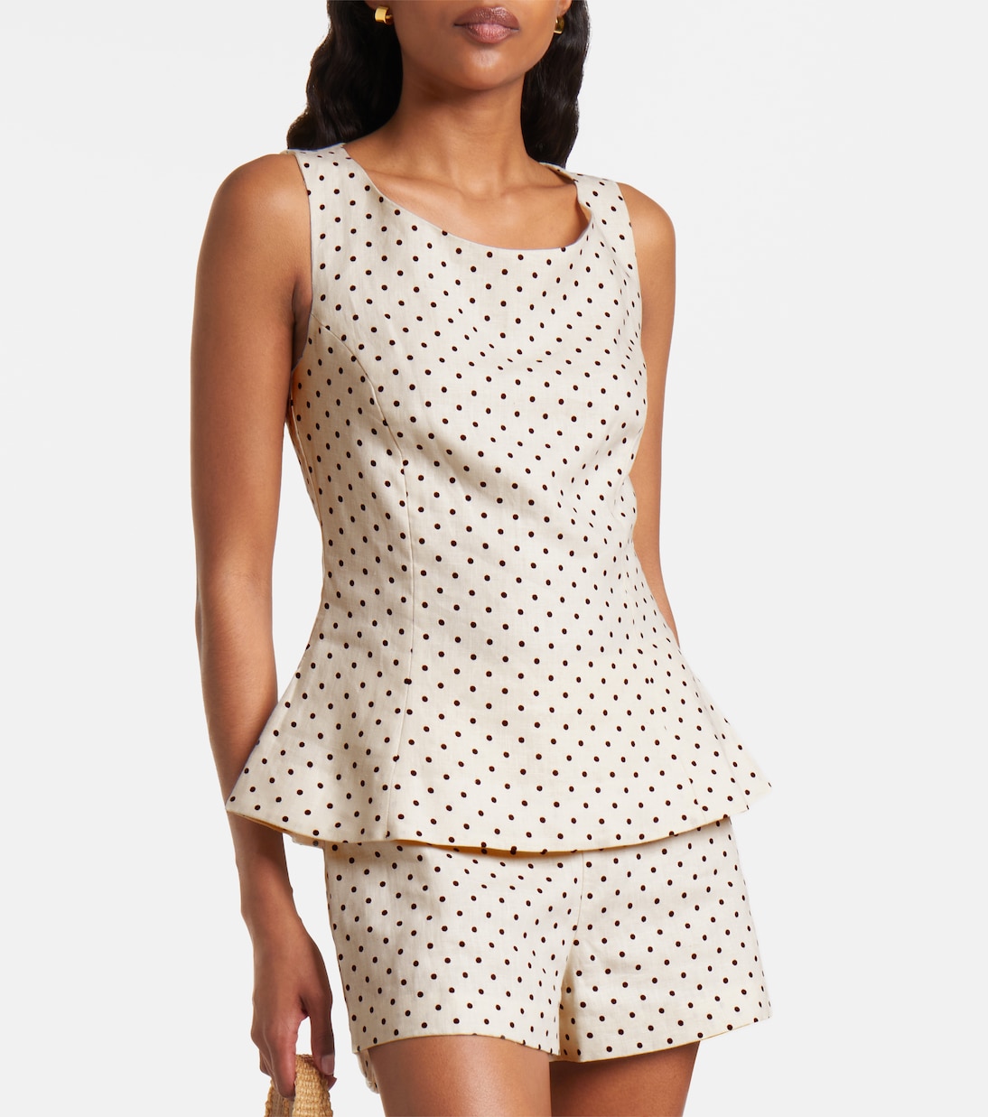 Lila polka-dot linen shorts | Faithfull