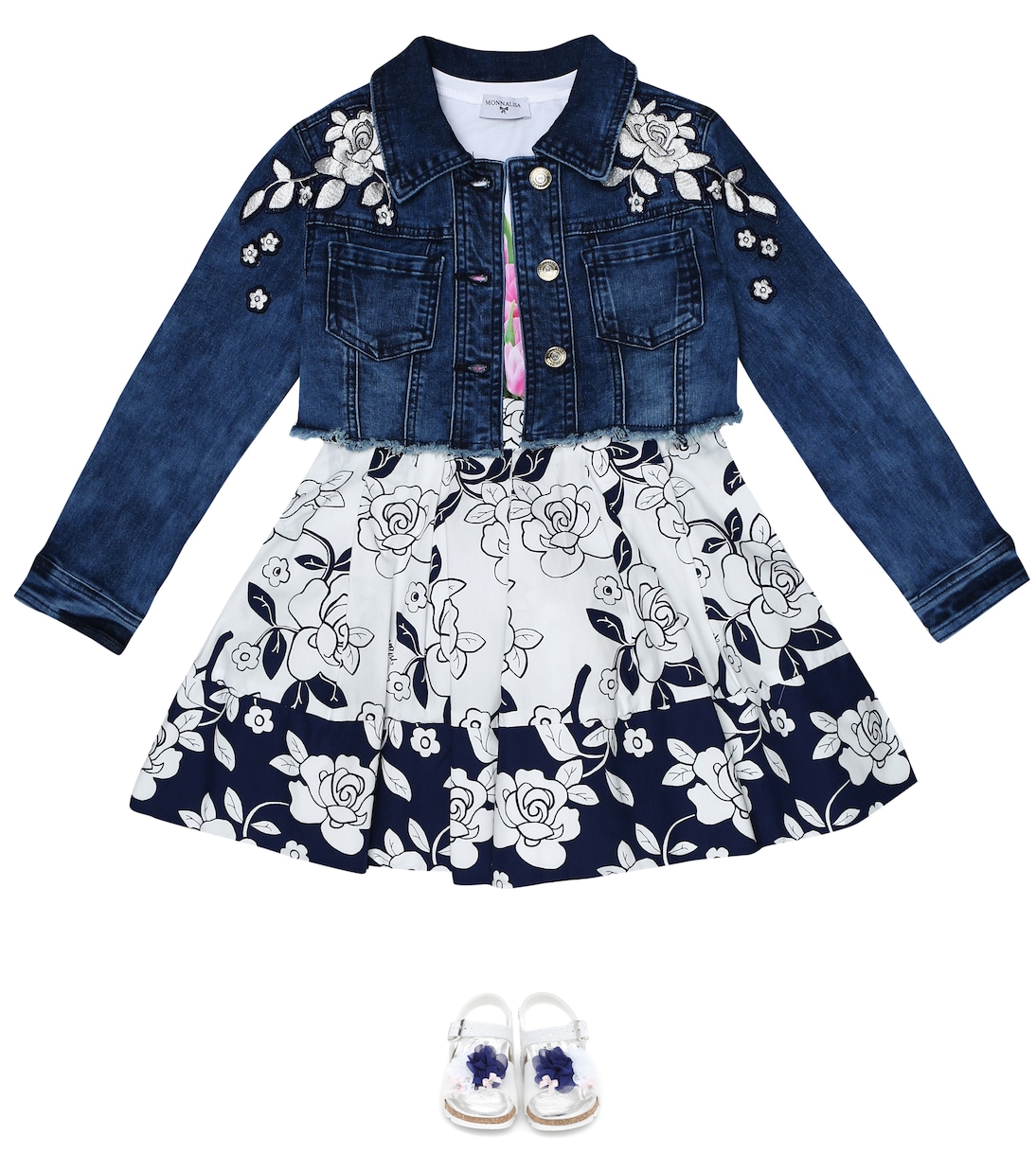 Appliquéd denim jacket | Monnalisa