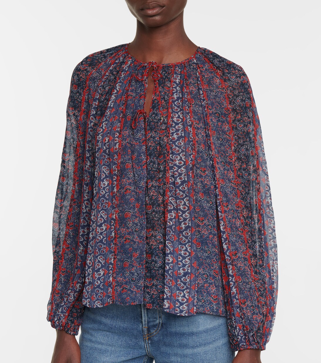 Blouse Deetra en soie et motif floral | Ulla Johnson