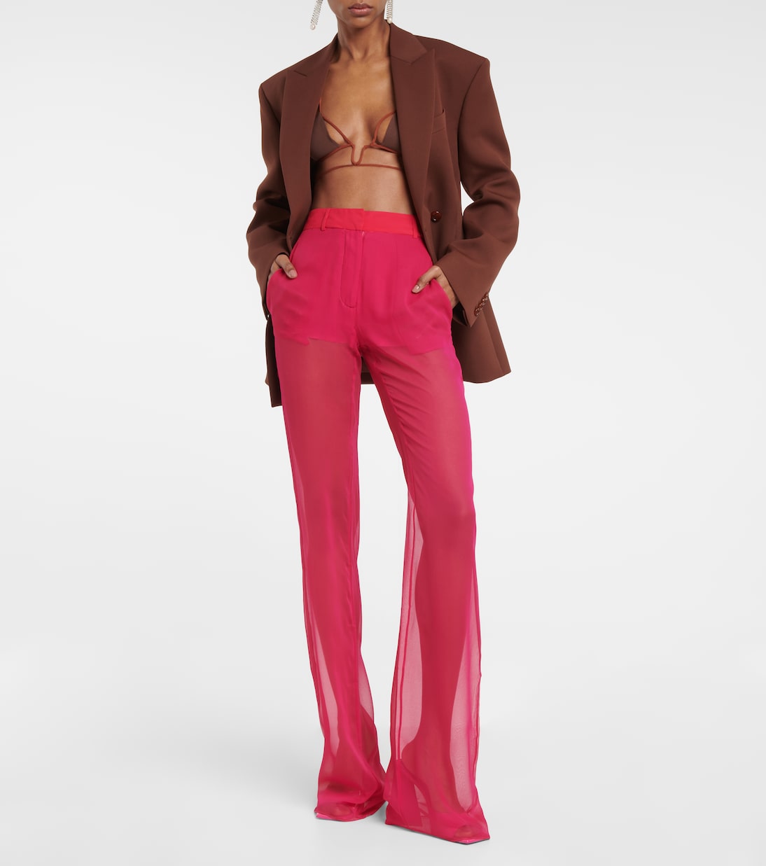 Pantalon ample à taille mi-haute en soie | Nensi Dojaka