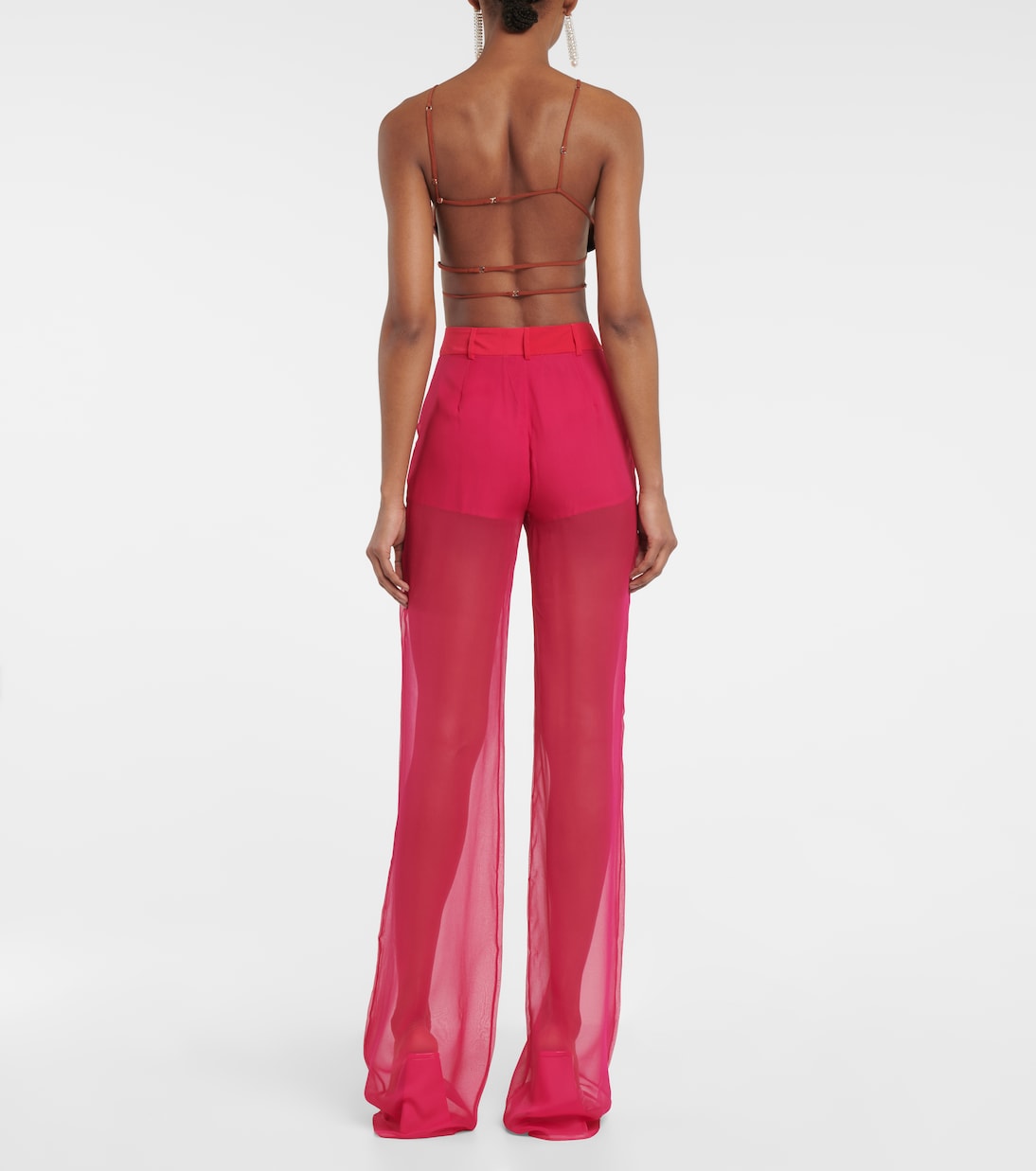 Pantalon ample à taille mi-haute en soie | Nensi Dojaka