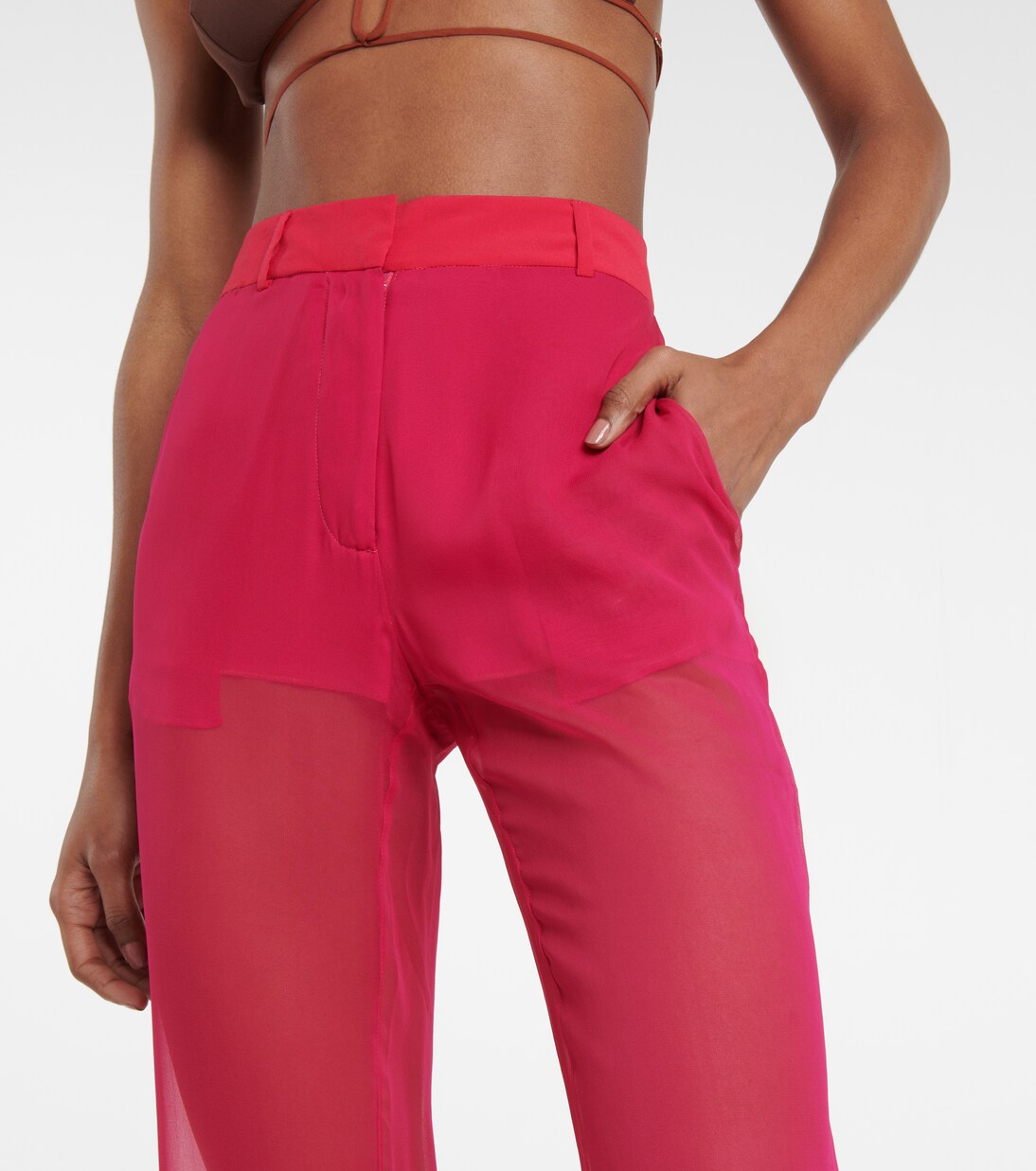 Pantalon ample à taille mi-haute en soie | Nensi Dojaka