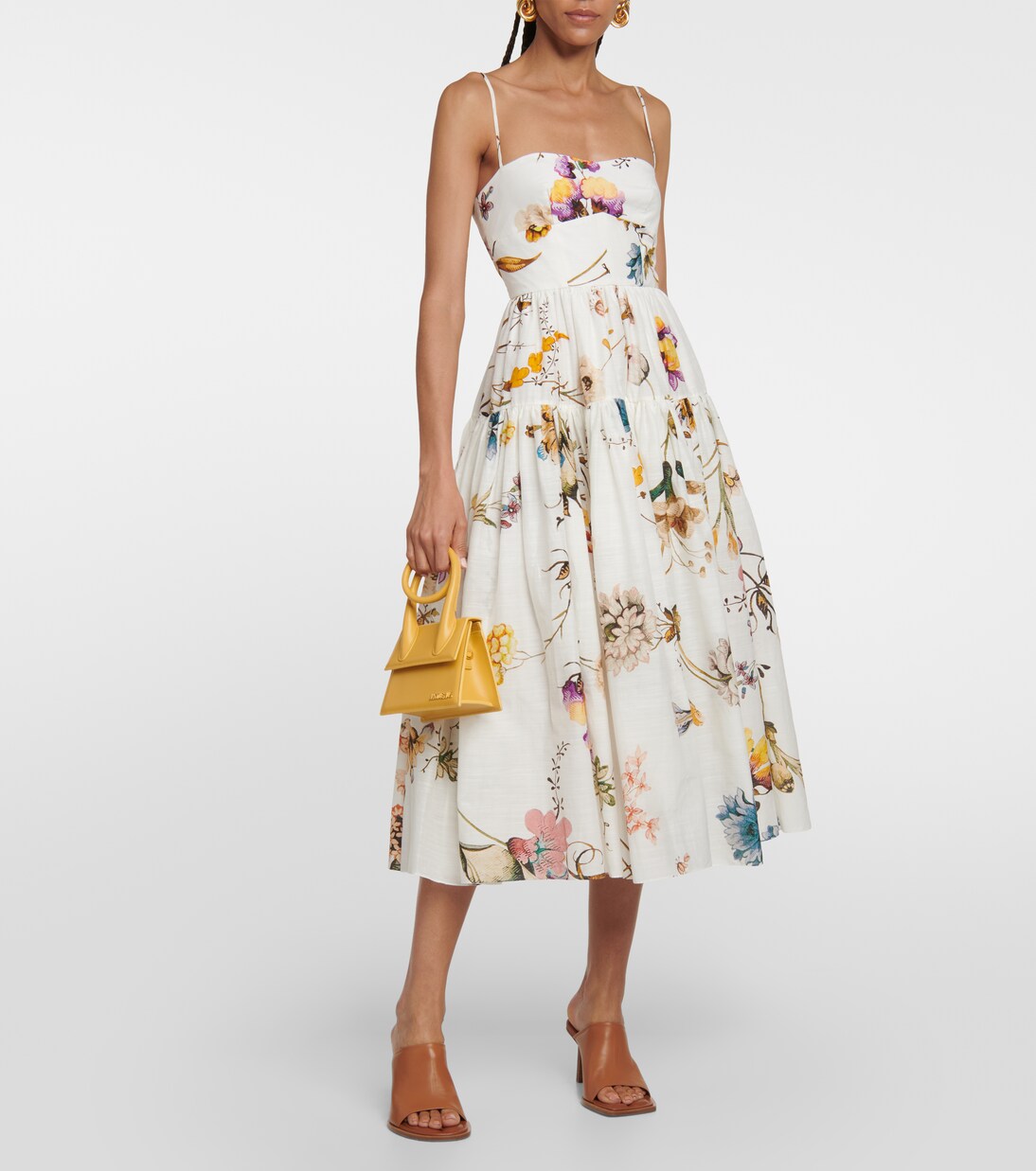Robe midi Abelia en coton et soie à fleurs | Erdem